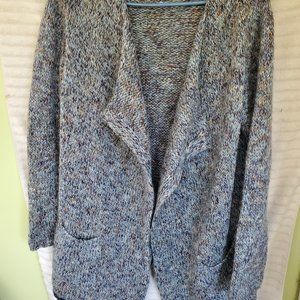 Gray and blue cardigan style sweater